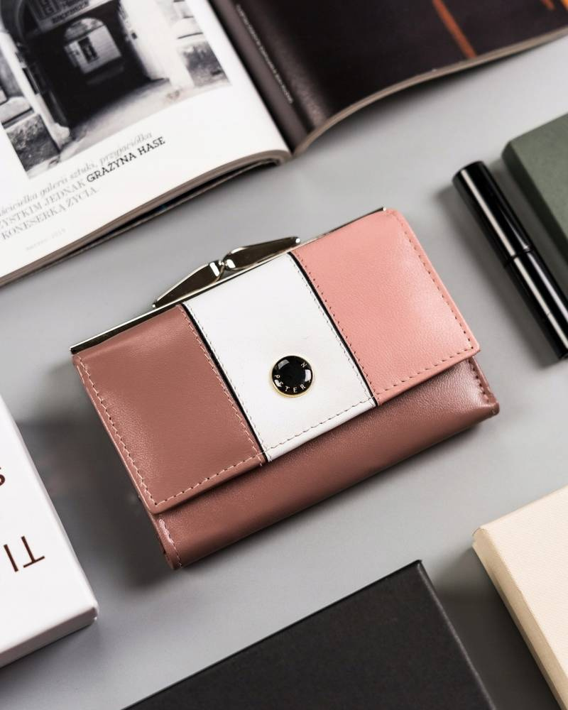 Peterson Bielo-ružová trojfarebná malá dámska peňaženka Y306 [DH] PTN RD-18-GCL-S Veľkosť: ONE SIZE