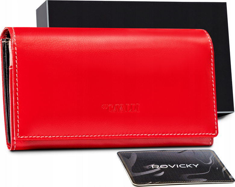 Cavaldi Červená hladká kožená peňaženka M523 [DH] RD-23-GCL-1037 RE-MU Veľkosť: ONE SIZE