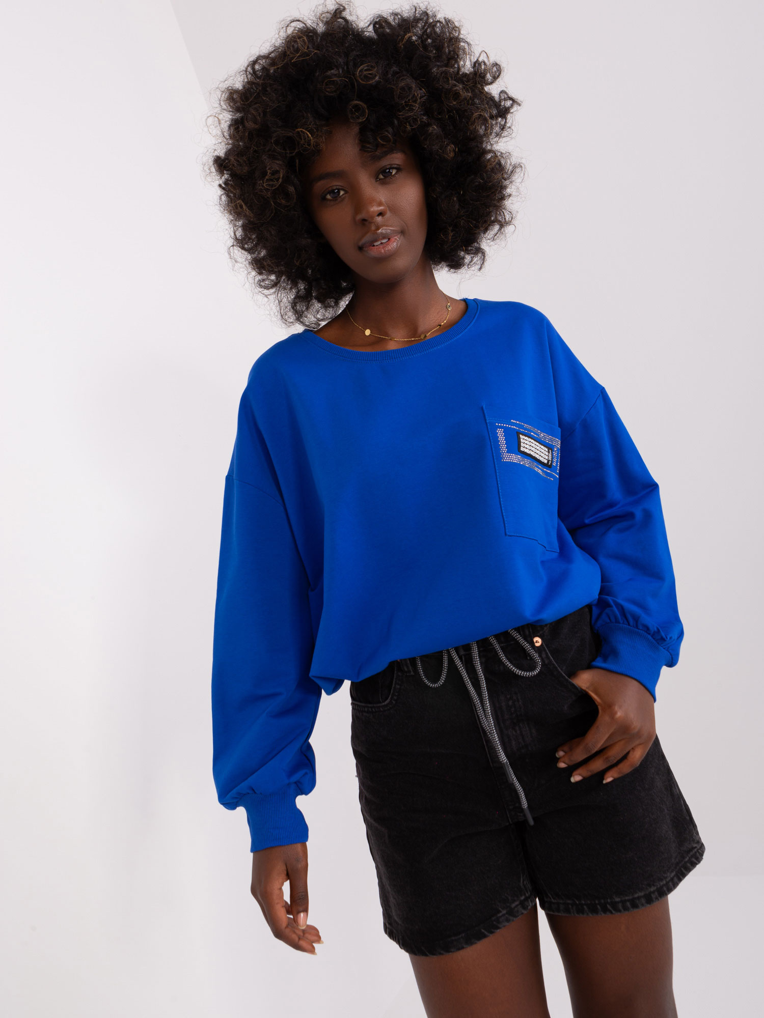 Modrá crop mikina na zaväzovanie RV-BZ-8156.85-cobalt Veľkosť: ONE SIZE