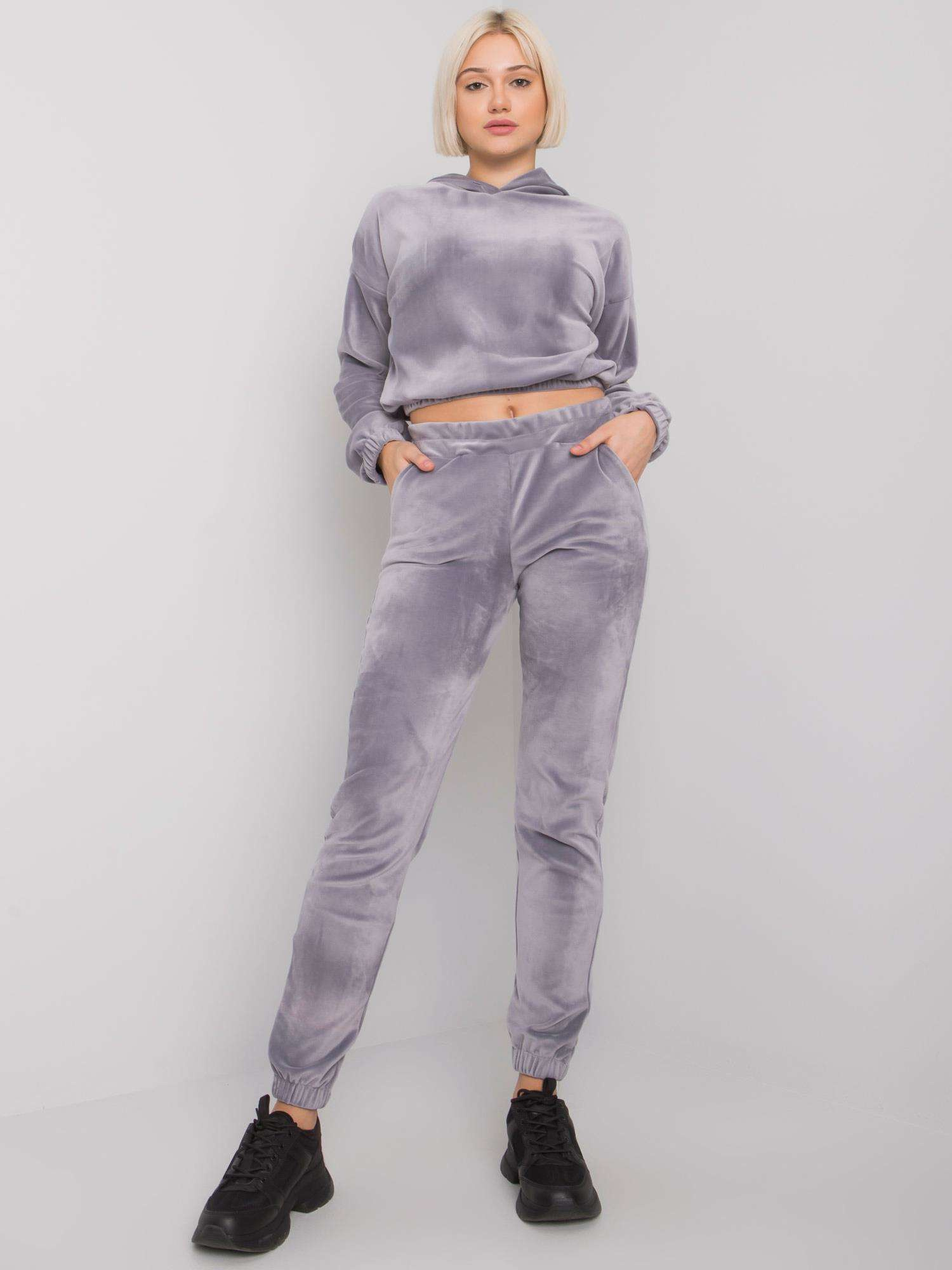 Svetlosivá dámska velúrová tepláková súprava WN-KMPL-883.12-gray Veľkosť: L