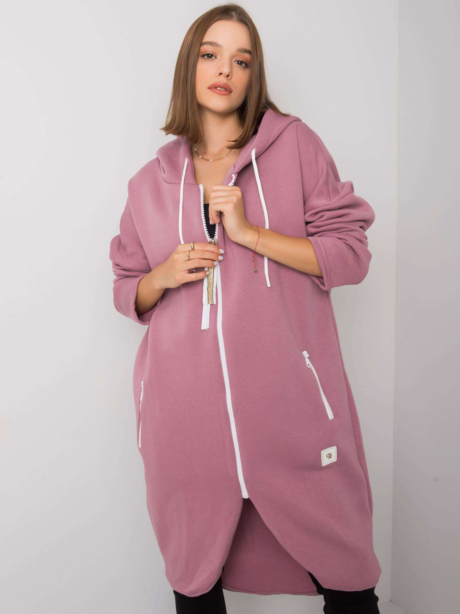 Ružová dlhá mikina na zips RV-BL-4742.20P-pink Veľkosť: S/M