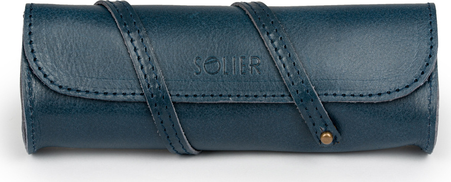 Tmavomodré kožené púzdro na perá SOLIER SW01 (PIÓRNIK SA52 NAVY) Veľkosť: ONE SIZE