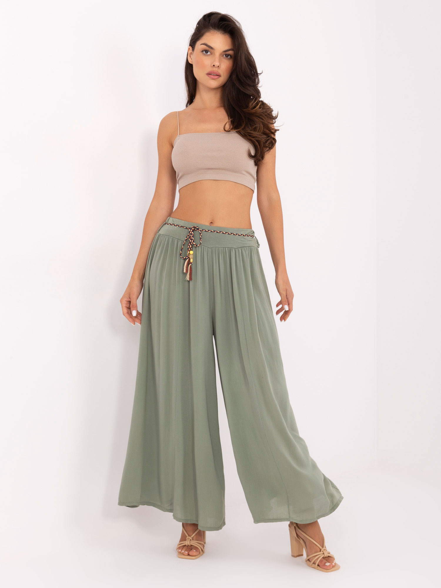 Široké khaki nohavice TW-SP-BI-81733.14-khaki Veľkosť: XL