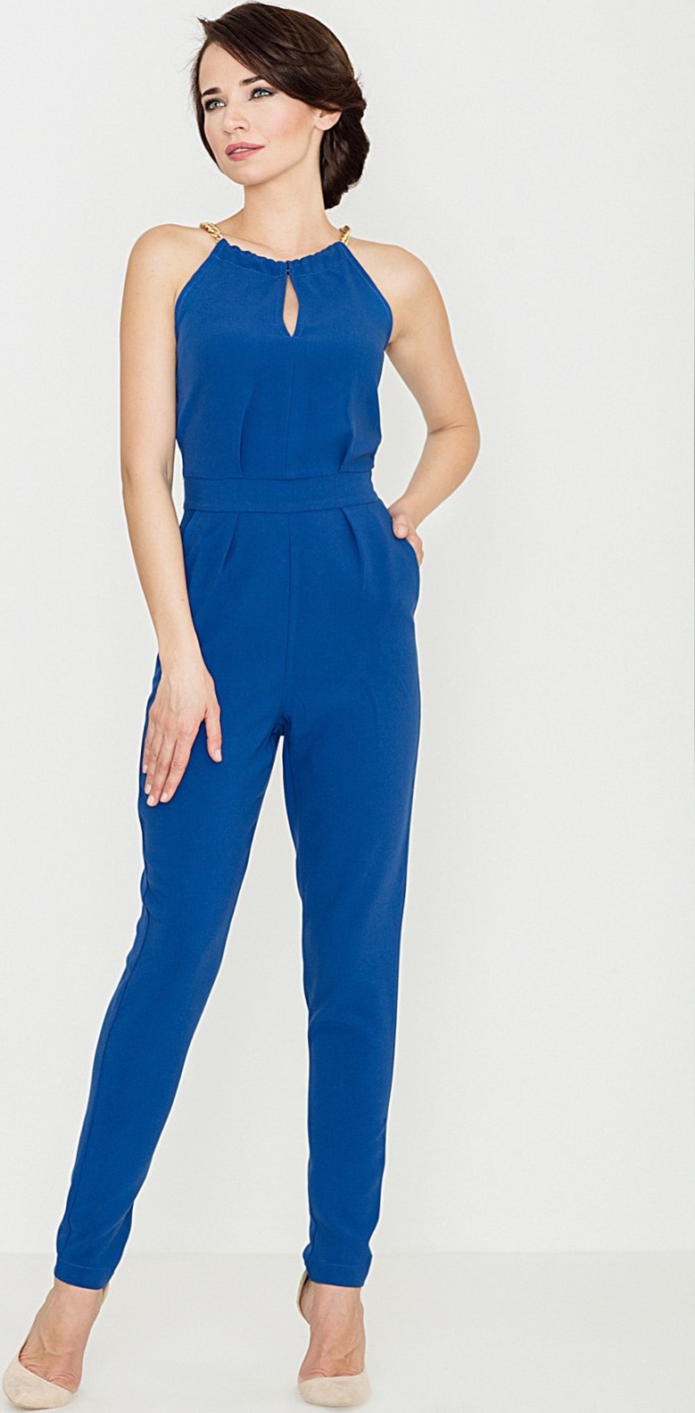 Dámsky elegantný modrý overal K338 Veľkosť: S