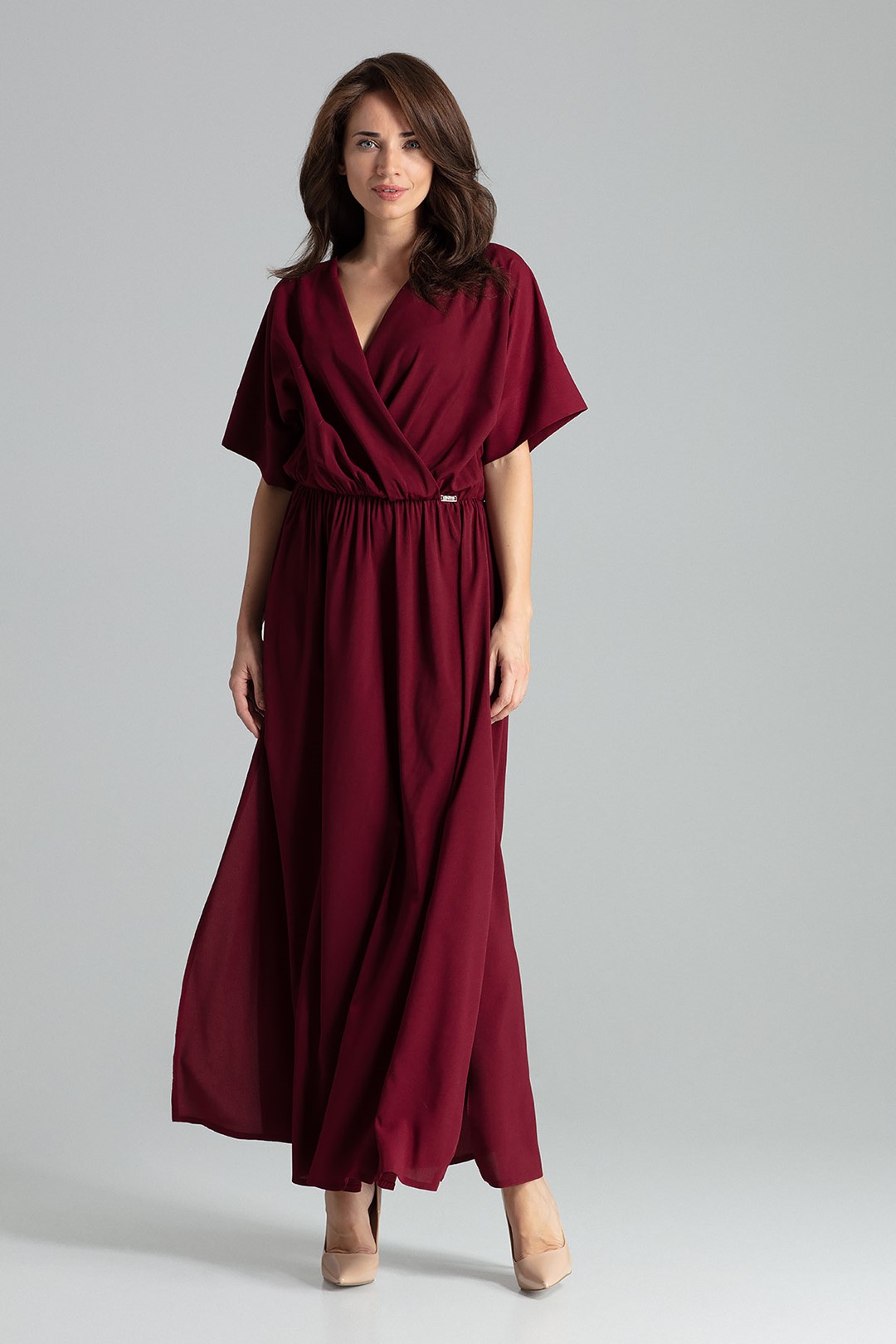 Dlhé elegantné šaty L055 Deep Red Veľkosť: S