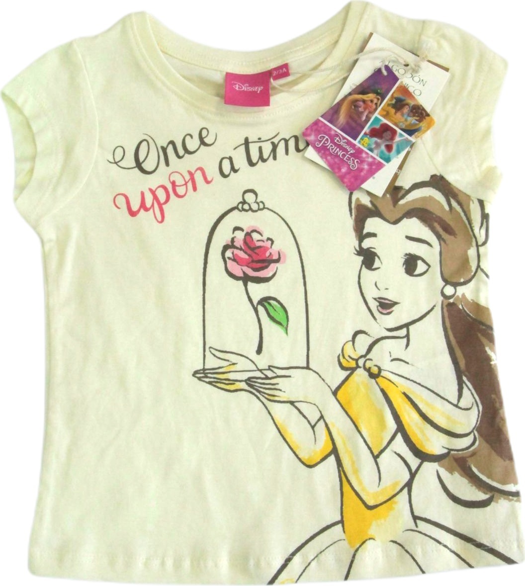 Disney Princess Bella smotanové dievčenské tričko s potlačou Veľkosť: 98/104