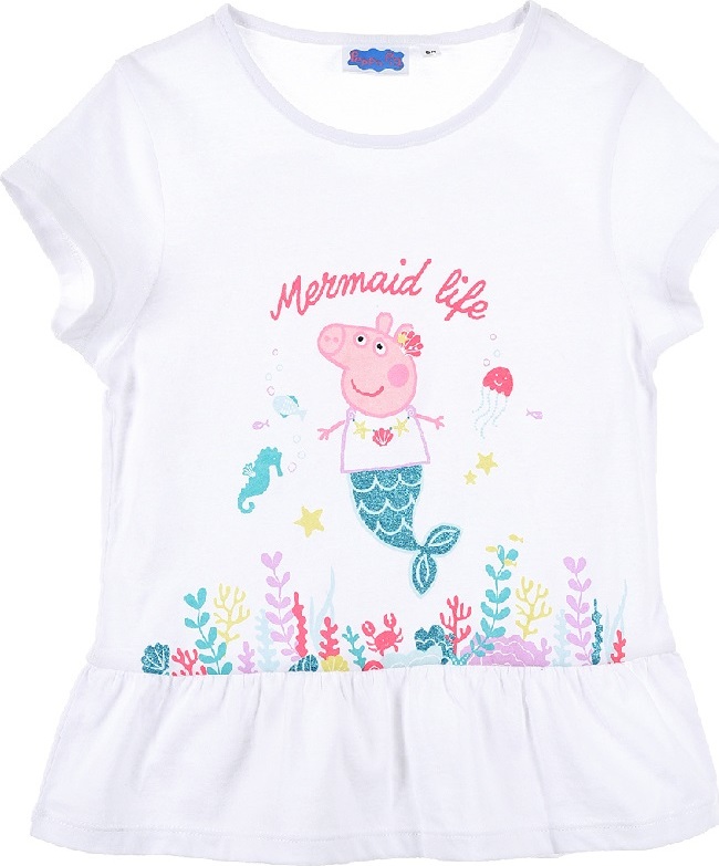 Biele tričko s volánikmi Peppa Pig D02105B0000098 Veľkosť: 110