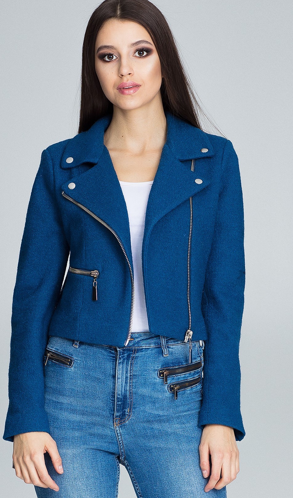 Dámsky modrý blejzer M607 blue Veľkosť: S