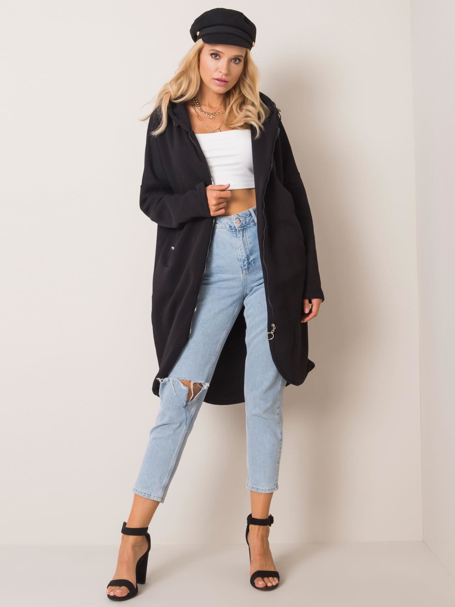 Dámska čierna mikina na zips RV-BL-4858-1.99P-black Veľkosť: S/M