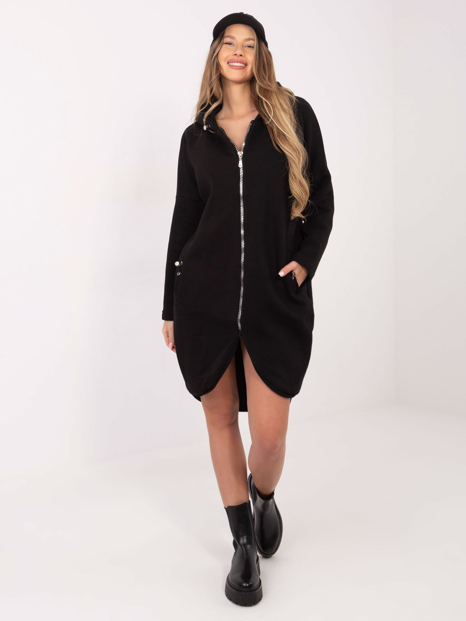 Dámska čierna mikina na zips RV-BL-4858-1.99P-black Veľkosť: L/XL