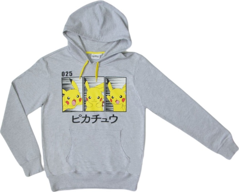 Sivá pánska mikina Pokemon Pikachu Veľkosť: XL