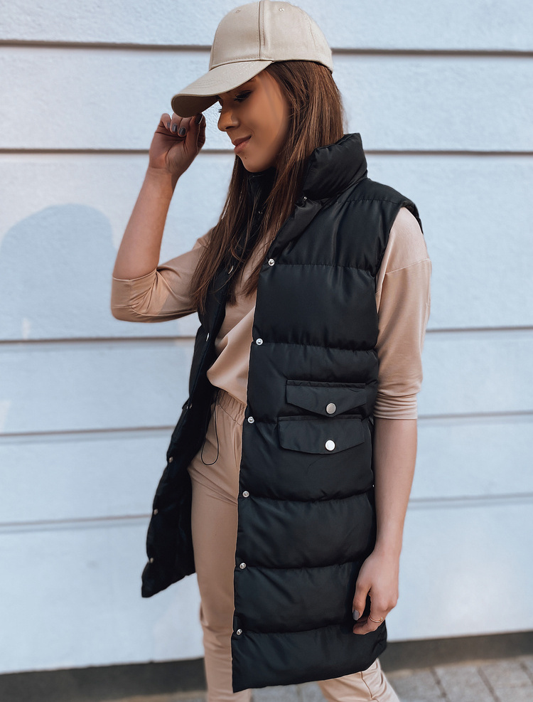 Čierna dlhšia prešívaná vesta WILLY TY2391z Veľkosť: 44