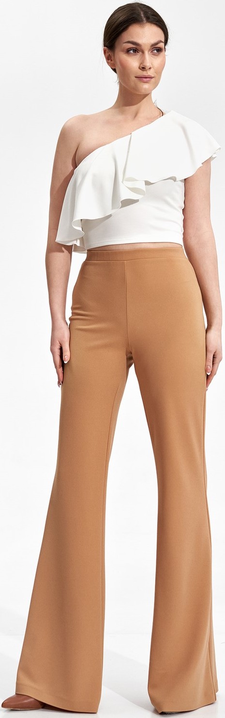 Béžové elegantné zvonové nohavice M874 Beige Veľkosť: S