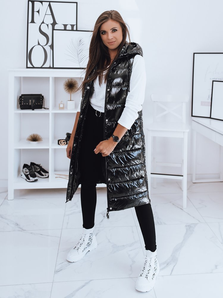 Čierna dlhá lesklá vesta GANTINI TY2014 Veľkosť: S