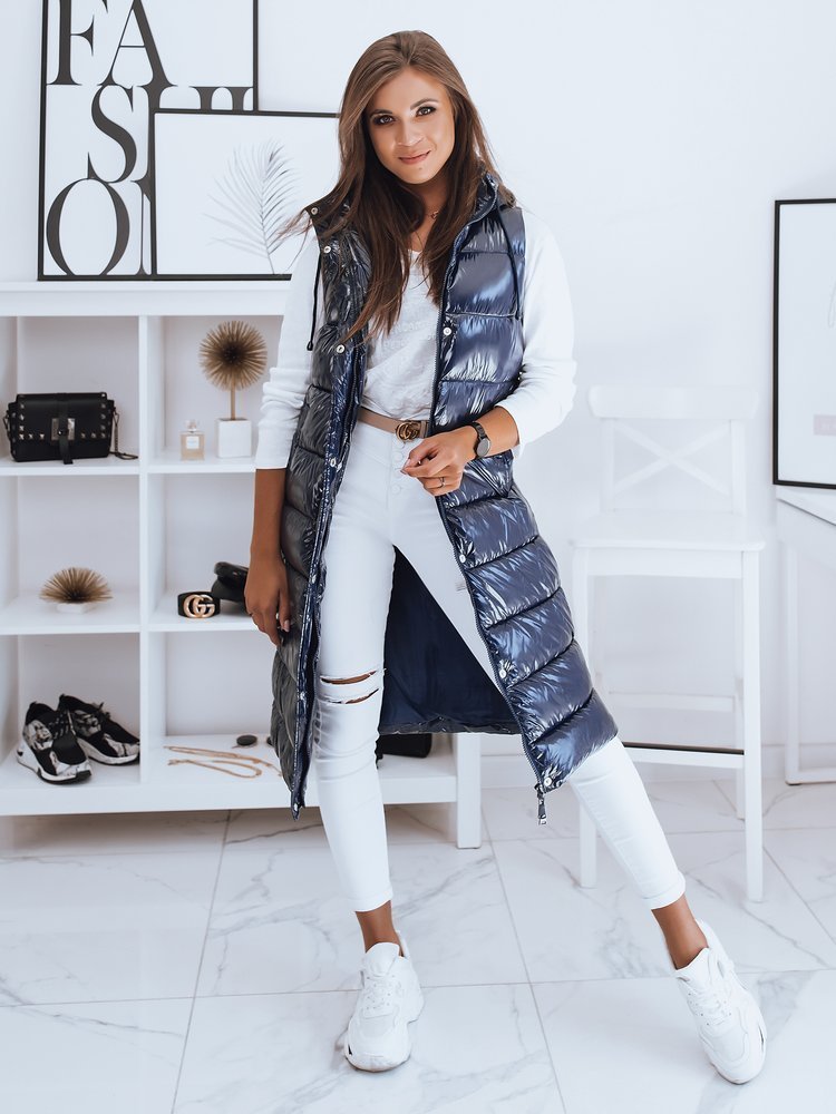 Tmavomodrá dlhá lesklá vesta GANTINI TY2015 Veľkosť: M