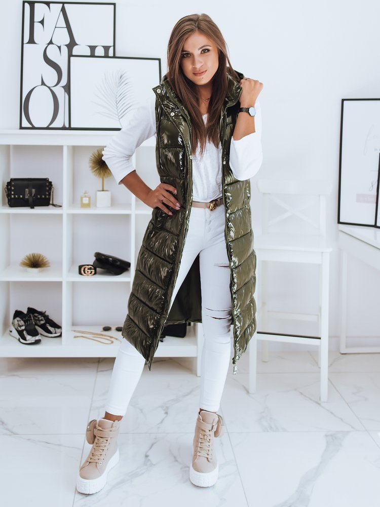 Khaki dlhá lesklá vesta GANTINI TY2018 Veľkosť: S