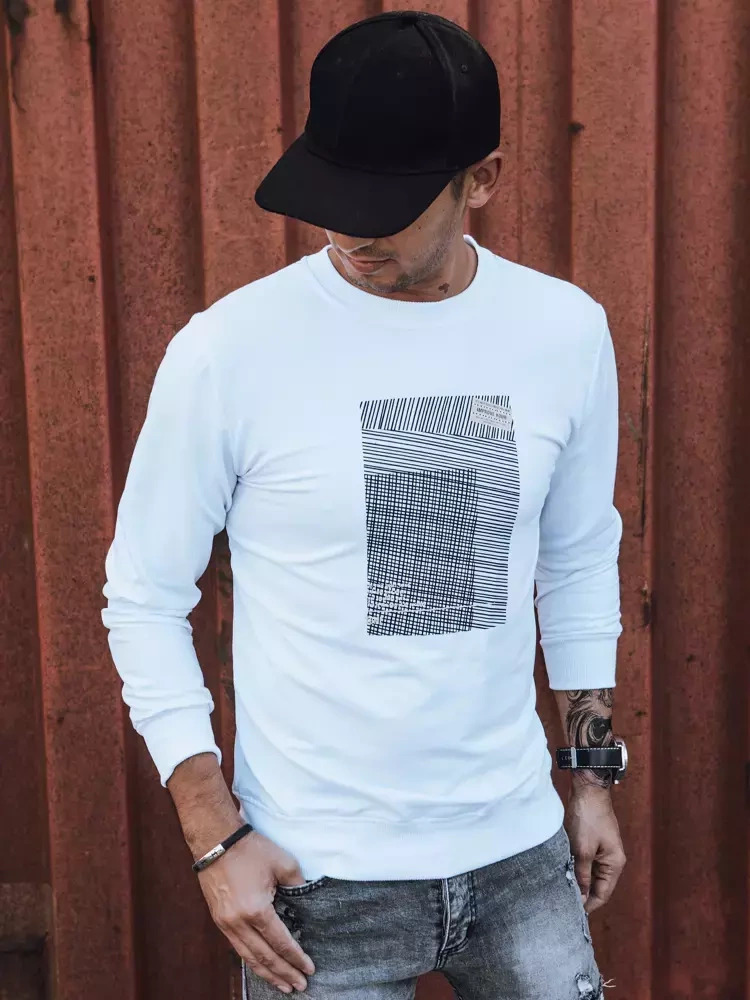 Biela pánska mikina s potlačou BX5354 Veľkosť: 2XL