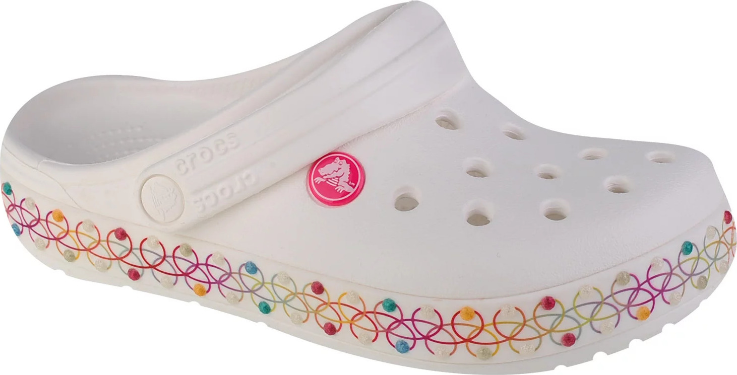 Smotanové dievčenské nazuváky so vzormi Crocs Crocband Stretch Necklace Kids Clog 208269-94S Veľkosť: 33/34