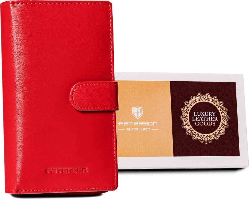 Peterson Červená kožená peňaženka Y348 [D] PTN RD-42-GCL Veľkosť: ONE SIZE