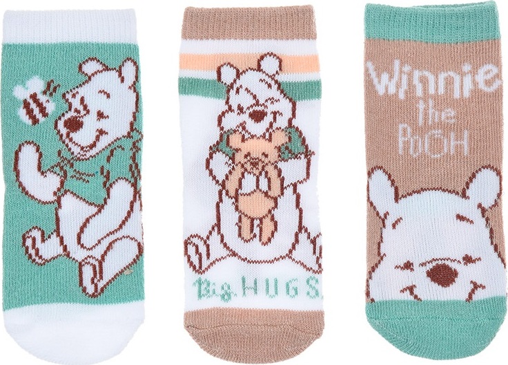 Súprava 3 ks ponožiek Disney baby - Winnie the Pooh - tyrkysová, hnedá Veľkosť: 50/68