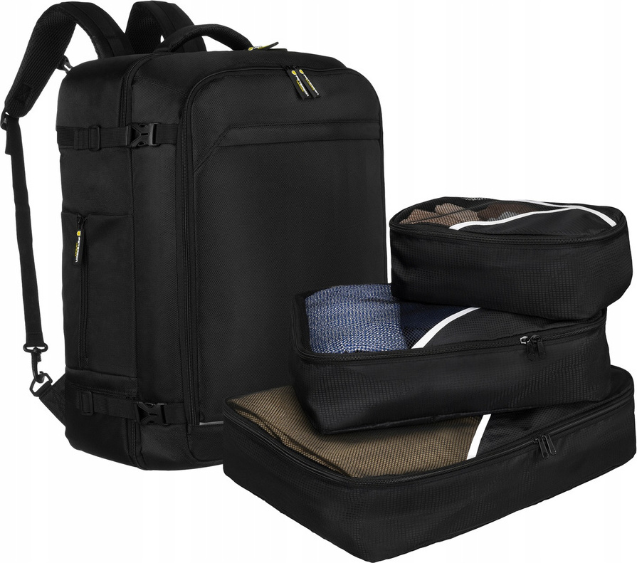 Peterson Čierny cestovný batoh s 3 organizérmi [DH] PTN PLG-05-T Veľkosť: ONE SIZE