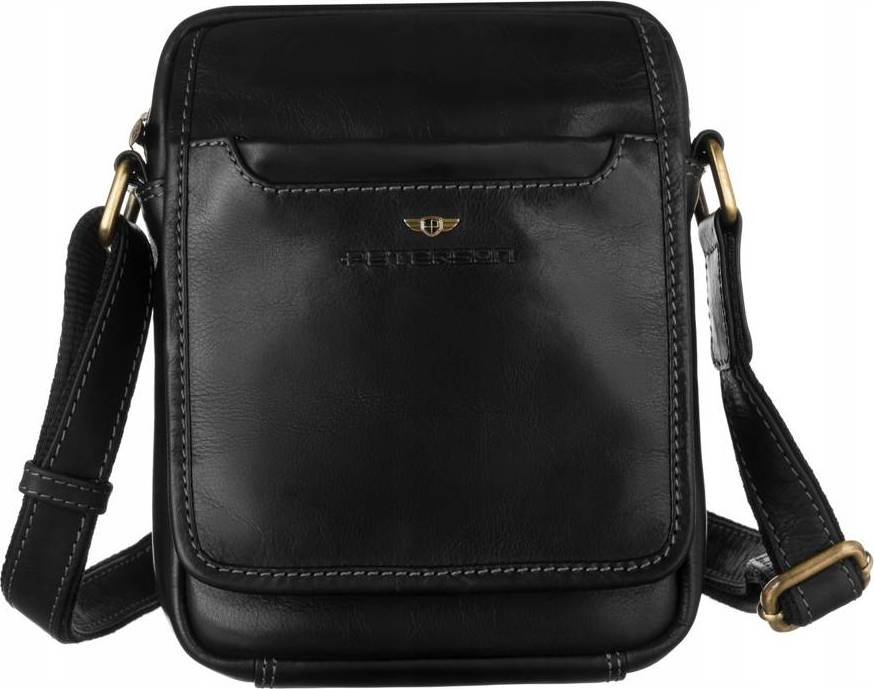 Peterson Čierna kožená taška cez rameno [DH] PTN TB-1117-COM Veľkosť: ONE SIZE