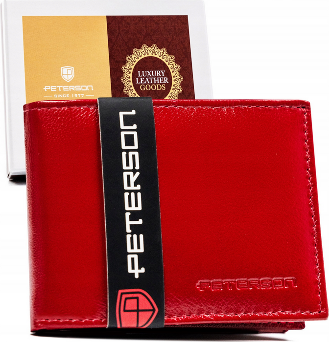 Peterson Červená malá kožená peňaženka bez zapínania Y402 [DH] PTN RD-280-GCL Veľkosť: ONE SIZE
