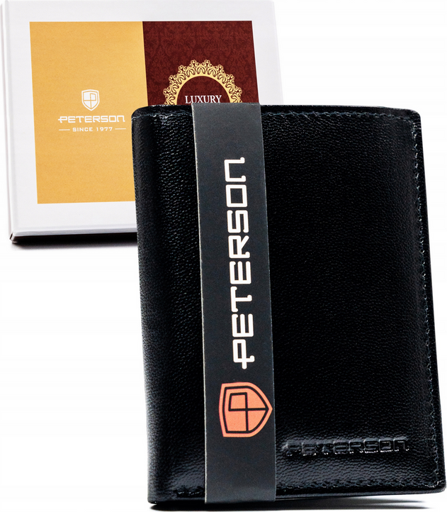Peterson Čierna malá kožená peňaženka bez zapínania Y40 [DH] PTN RD-290-GCL Veľkosť: ONE SIZE
