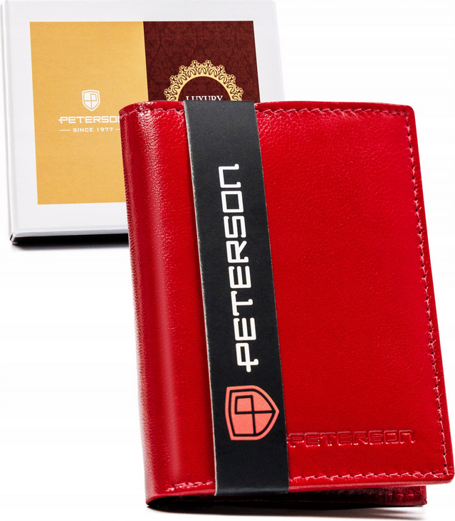 Peterson Červená malá kožená peňaženka bez zapínania Y400 [DH] PTN RD-290-GCL Veľkosť: ONE SIZE