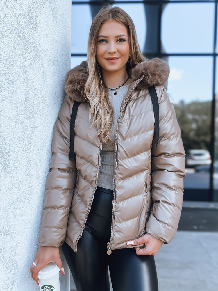 Tmavobéžová lesklá bunda MIRIAL TY3771 Veľkosť: S
