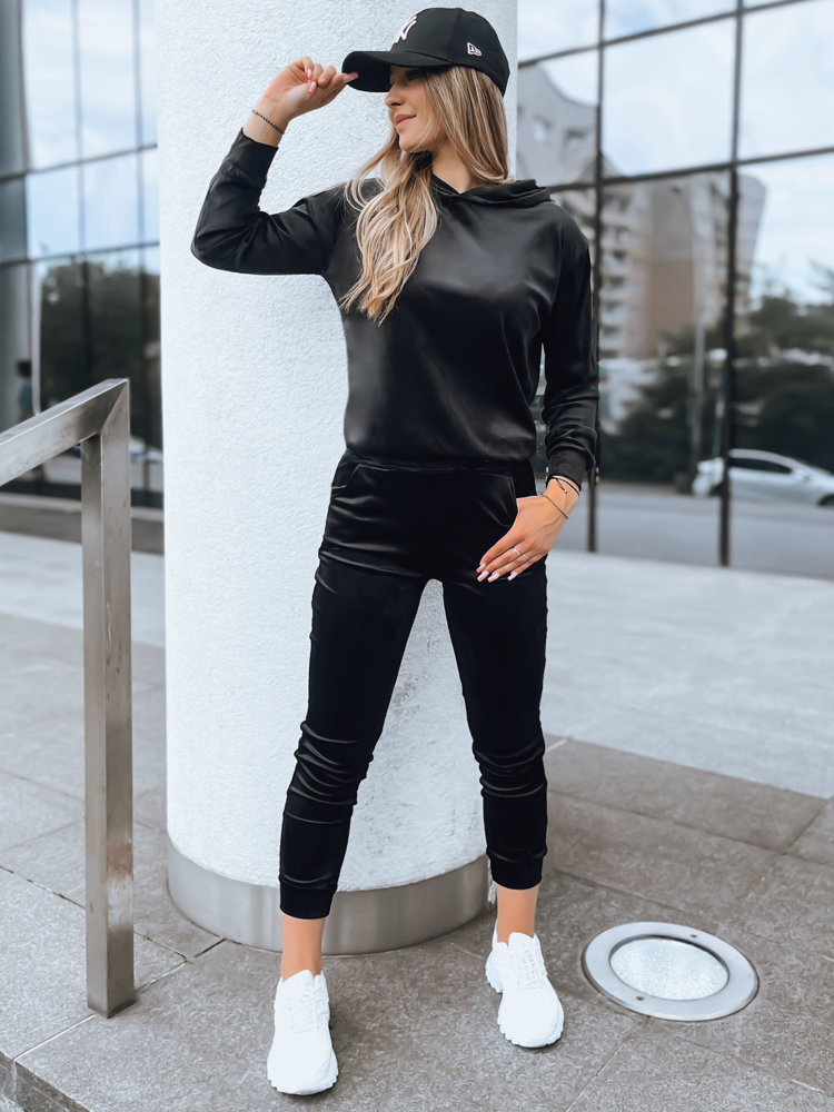 Čierna velúrová tepláková súprava SO COMFY AY0888 Veľkosť: S/M