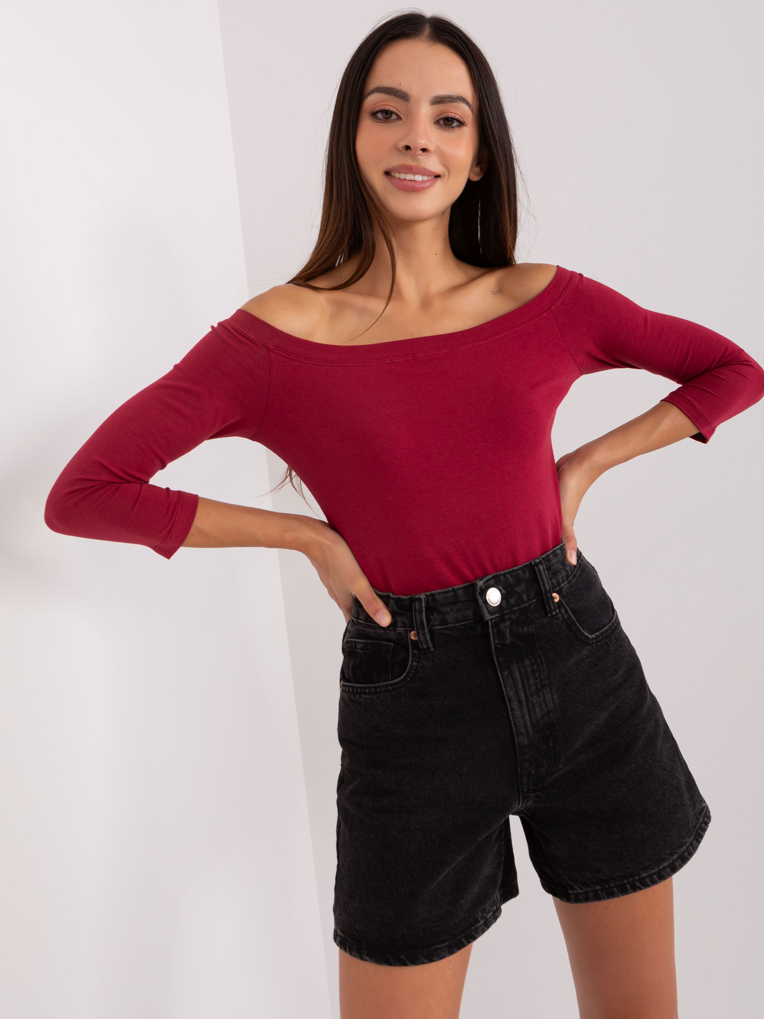 Dámske bordové tričko s odhalenými rukávmi RV-BZ-4692.11-bordo Veľkosť: L