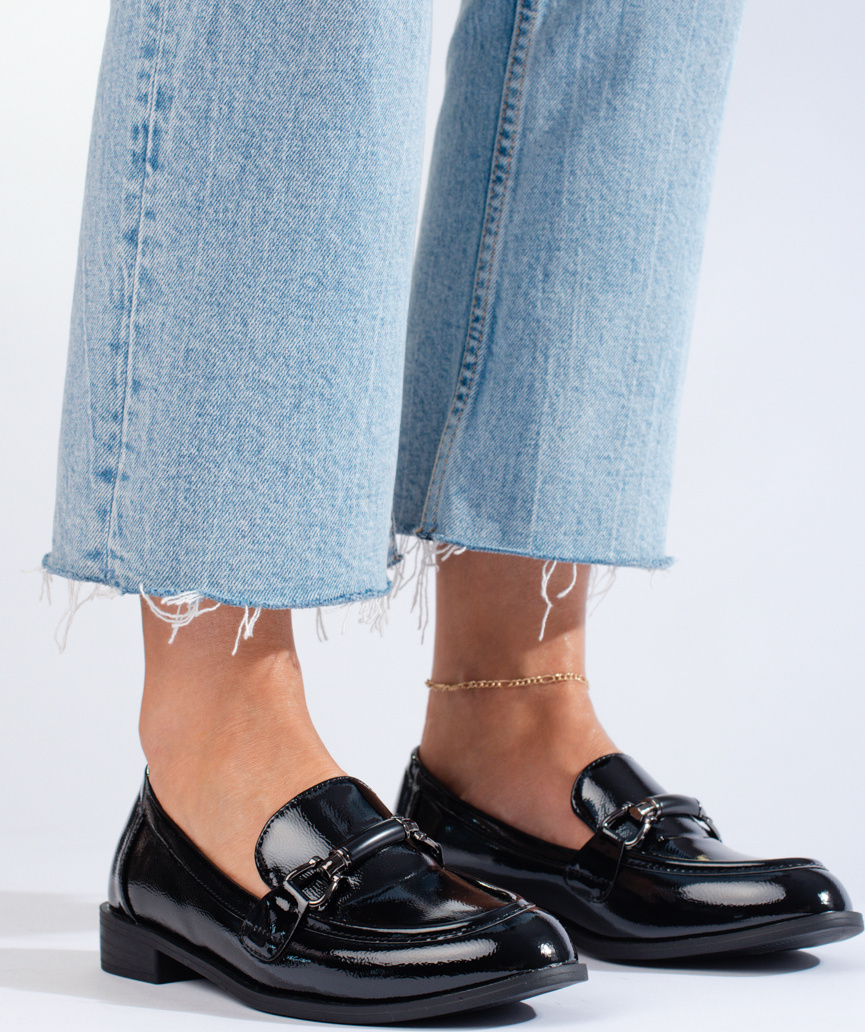 Lakované klasické čierne mokasíny Shelovet GD-XR-364B Veľkosť: 36