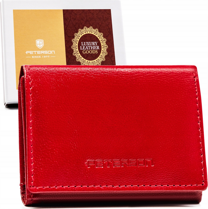 Peterson Červená malá kožená peňaženka Y394 [DH] PTN RD-SWZX-86-GCL Veľkosť: ONE SIZE