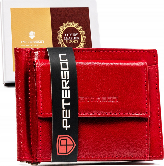 Peterson Červená malá kožená peňaženka Y396 [DH] PTN RD-250-GCL Veľkosť: ONE SIZE