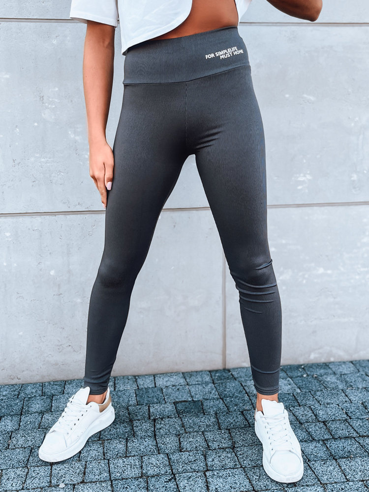 Sivé rebrované legíny SIMPLE LIFE UY1615 Veľkosť: XL/2XL