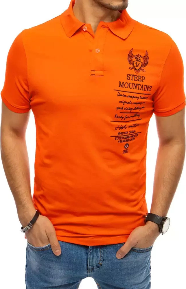 Oranžová polokošeľa s výšivkou PX0479 Veľkosť: M