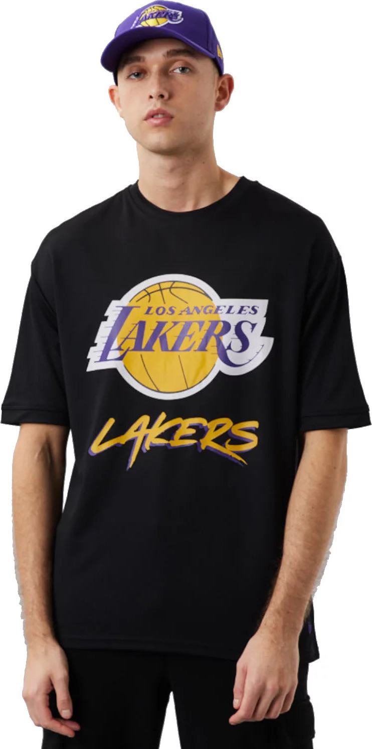 Čierne pánske tričko New Era NBA Los Angeles Lakers Script Mesh Tee 60284737 Veľkosť: L