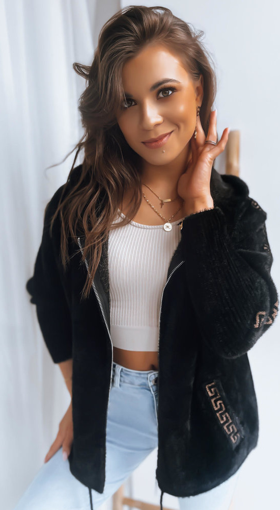 Čierna teplá mikina na zips NIVE NY0608 Veľkosť: ONE SIZE