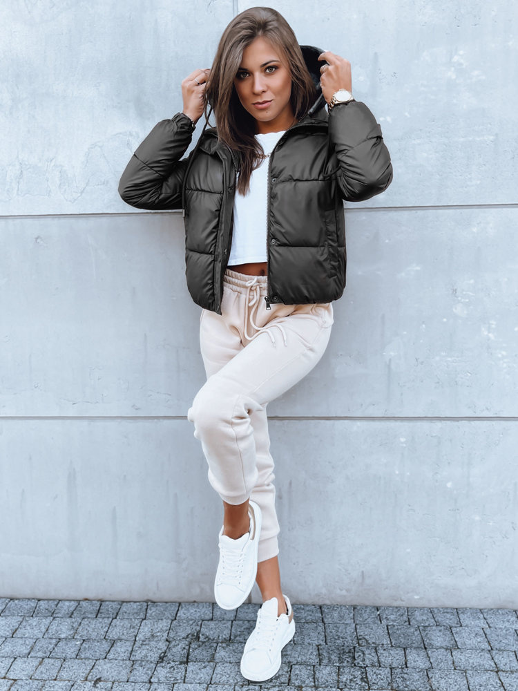 Čierna prešívaná crop bunda KHALEESI TY3879 Veľkosť: L