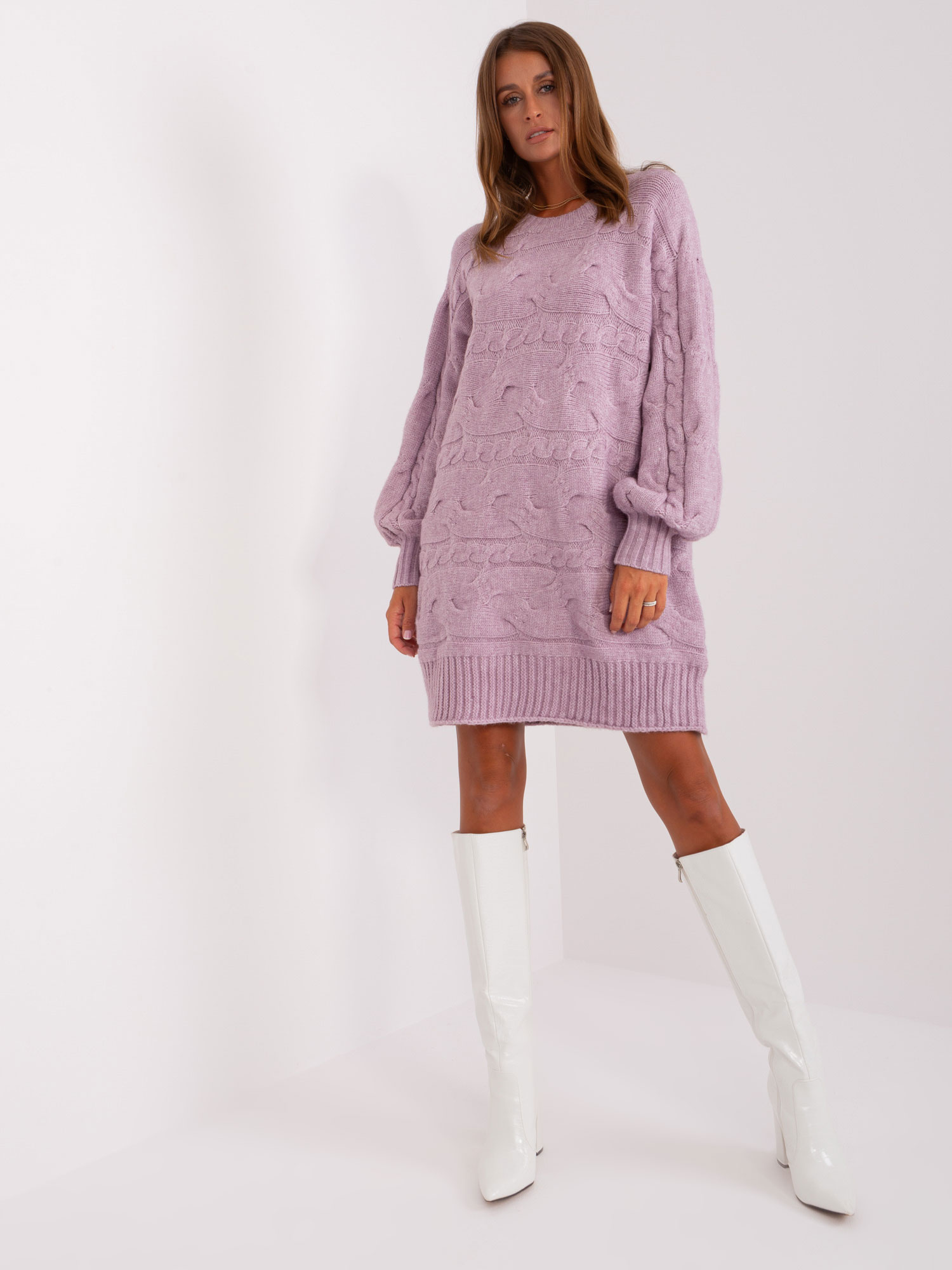 Svetlofialové pletené šaty AT-SW-2367.76P-light purple Veľkosť: ONE SIZE