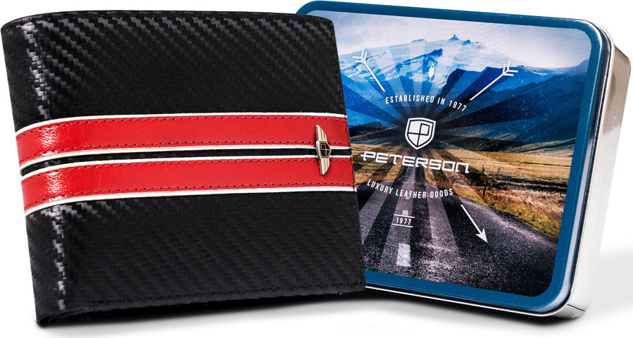 Peterson Čierna športová peňaženka s červeným pruhom W098 [DH] PTN 304 MOTO1 Veľkosť: ONE SIZE