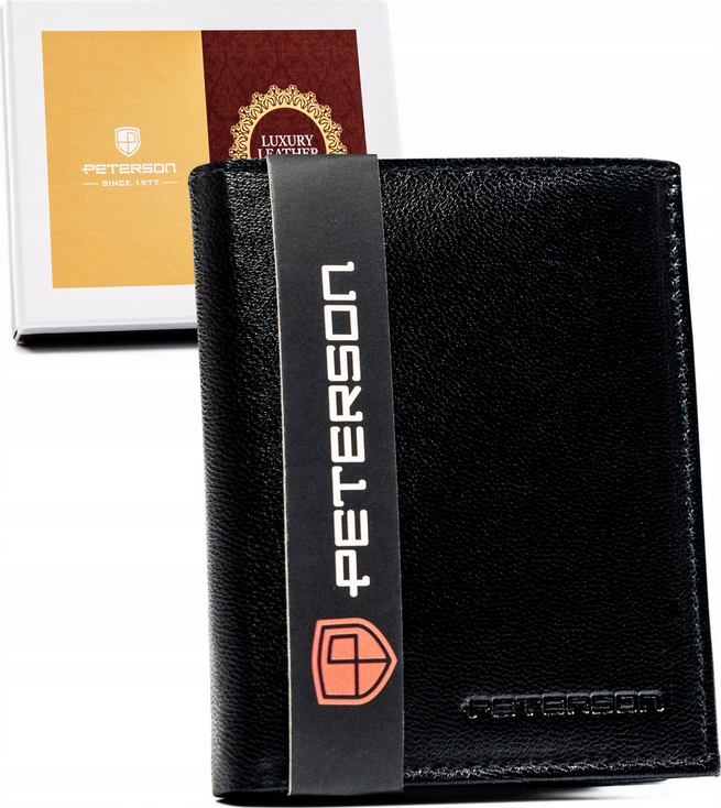 Peterson Čierna malá kožená peňaženka Y402 [DH] PTN RD-270-GCL Veľkosť: ONE SIZE