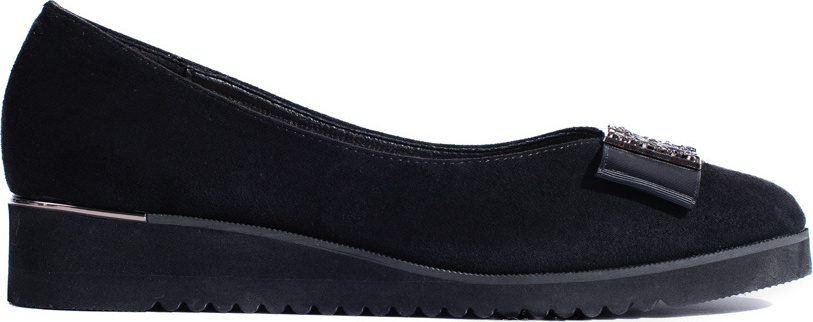 Čierne semišové baleríny s mašľou GD-FL766B Veľkosť: 36