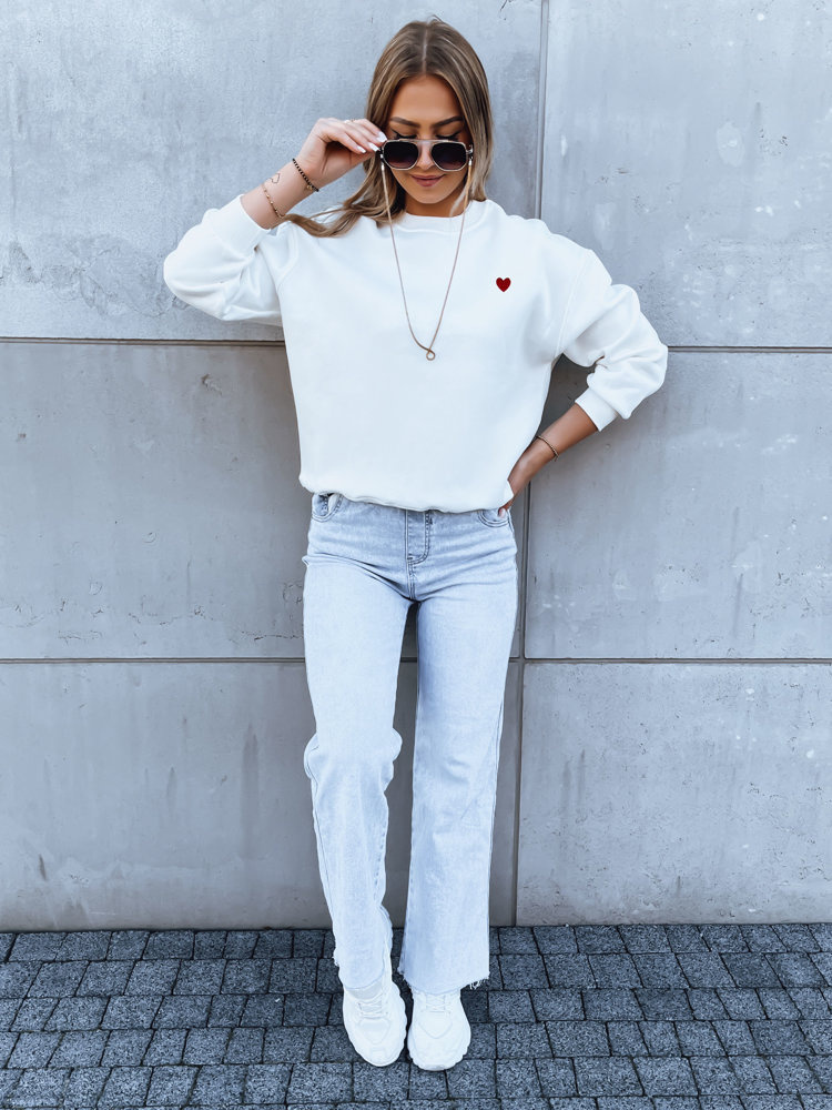 Biela mikina s červenou potlačou na chrbte HEARTBEAT BY1213 Veľkosť: S