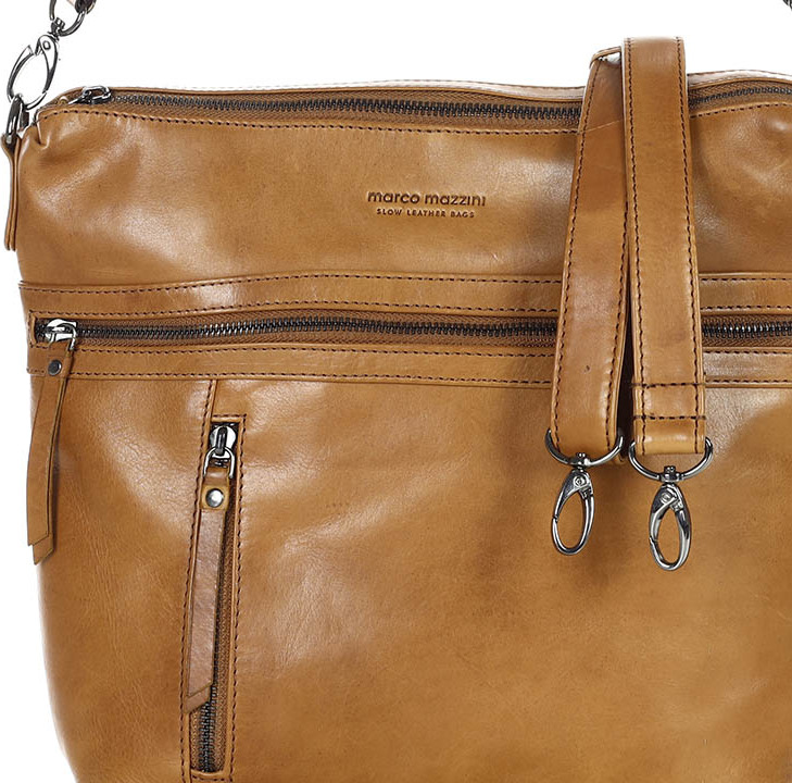 MARCO MAZZINI SVETLOHNEDÁ CROSSBODY KABELKA SO ZIPSAMI (VS86B) Veľkosť: ONE SIZE