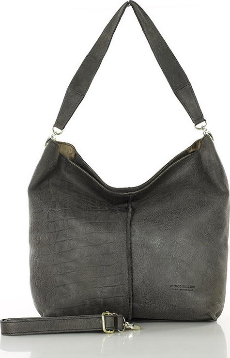 MARCO MAZZINI čierna kožená shopper kabelka s imitáciou krokodílej kože (vs87a) Veľkosť: ONE SIZE