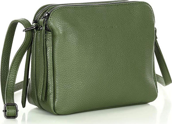 MARCO MAZZINI zelená dvojkomorová kožená kabelka L156o Veľkosť: ONE SIZE