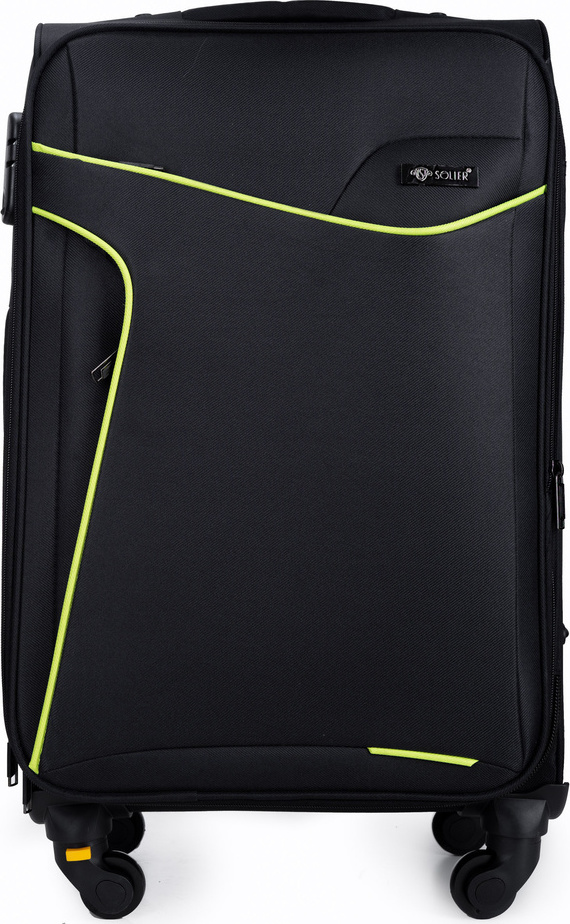 Solier Čierny cestovný kufor veľ. M ( STL1651 BLACK/GREEN 23'' (M)) Veľkosť: M