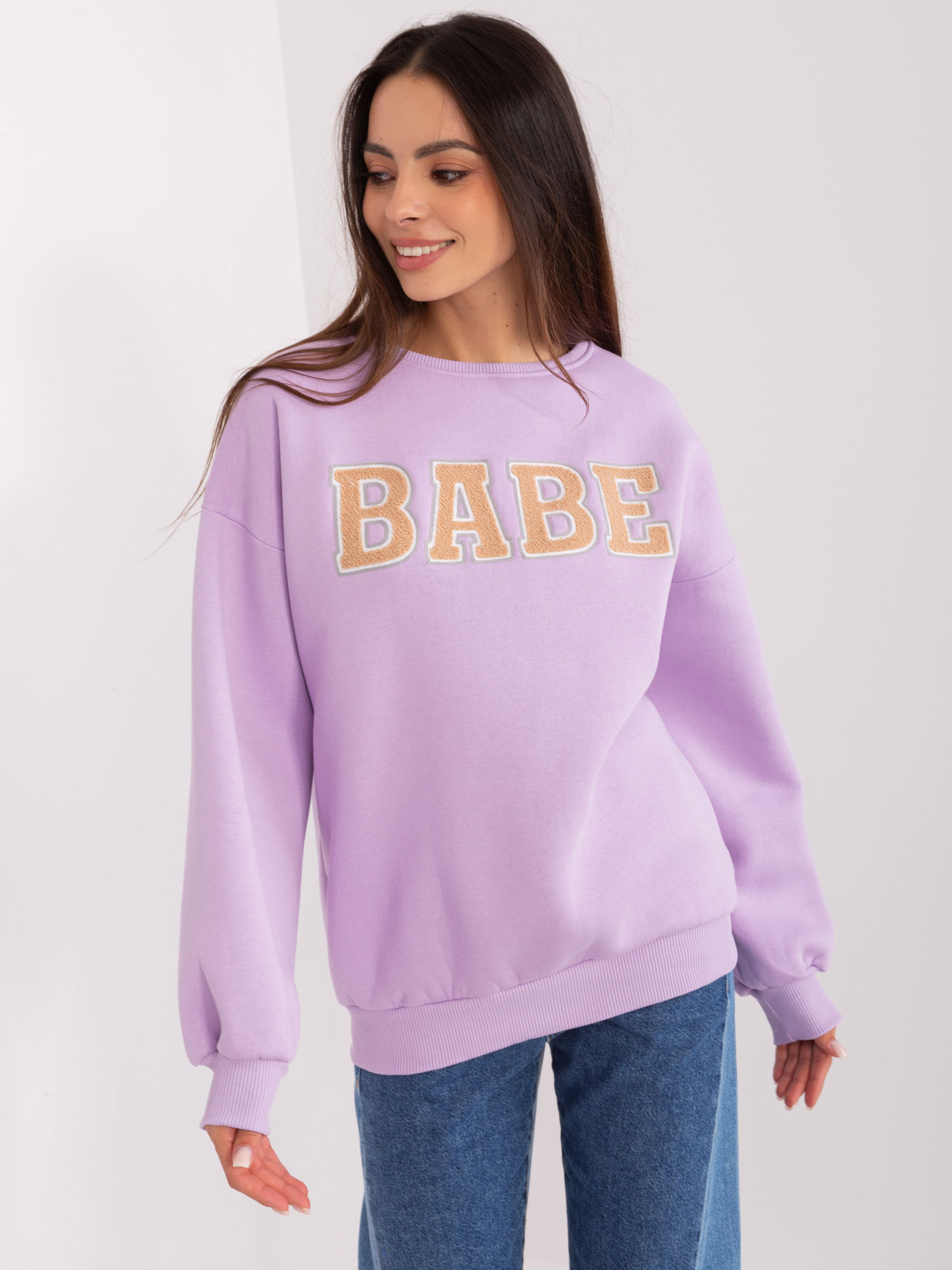 Svetlofialová oversize mikina BABE EM-BL-617-11.32-light violet Veľkosť: ONE SIZE